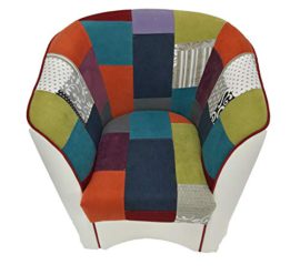 Liberoshopping Fauteuil Valentina en Similicuir Blanc et Assise en Tissu Patchwork Liberoshopping Fauteuil Valentina en Similicuir Blanc et Assise en Tissu Patchwork 3