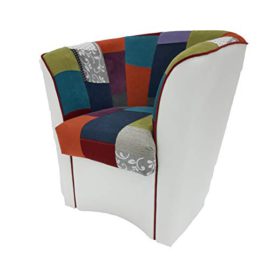 Liberoshopping-Fauteuil-Valentina-en-Similicuir-Blanc-et-Assise-en-Tissu-Patchwork-0-1