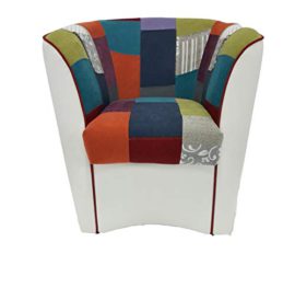 Liberoshopping-Fauteuil-Valentina-en-Similicuir-Blanc-et-Assise-en-Tissu-Patchwork-0