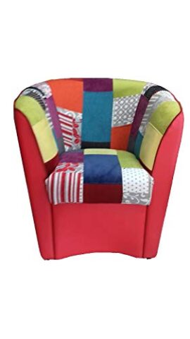 Liberoshopping Fauteuil Valentina en Similicuir Rouge et Assise en Tissu Patchwork Liberoshopping Fauteuil Valentina en Similicuir Rouge et Assise en Tissu Patchwork