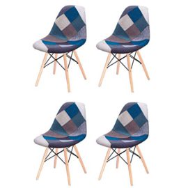 Lot de 4 Fauteuil Salon en Lin avec Chaise de Style Scandinave Meublé avec des fauteuils en Patchwork de Style Nordique Lot de 4 Fauteuil Salon en Lin avec Chaise de Style Scandinave Meublé avec des fauteuils en Patchwork de Style Nordique 2