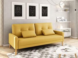 Loungitude-Canap-droit-3-places-Scandinave-convertible-en-tissu-jaune-0-0