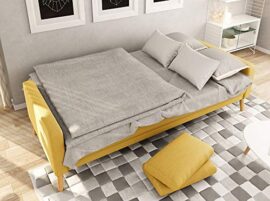 Loungitude-Canap-droit-3-places-Scandinave-convertible-en-tissu-jaune-0-1