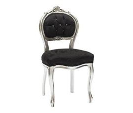 MAXIOCCASIONI-Chaise-Musicien-Baroque-en-Bois-Argent-et-Tissu-Noir-Transformation-capitonn-0