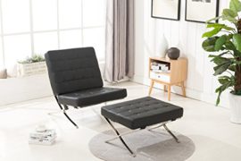 MCombo Fauteuil de Relaxation en Cuir synthétique et Acier Inoxydable avec Repose-Pieds MCombo Fauteuil de Relaxation en Cuir synthétique et Acier Inoxydable avec Repose-Pieds