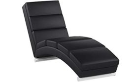 MIADOMODO Fauteuil Chaise Longue – en Simil Cuir, 154,5 x 51 x 73 cm, avec 7 Coussins Moelleux, Forme Ondulée, Couleur Noir – Divan Chaise Longue, Fauteuil Relaxant Salon MIADOMODO Fauteuil Chaise Longue – en Simil Cuir, 154,5 x 51 x 73 cm, avec 7 Coussins Moelleux, Forme Ondulée, Couleur Noir – Divan Chaise Longue, Fauteuil Relaxant Salon