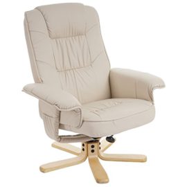 Mendler Fauteuil de télé M56, Fauteuil de Relaxation sans Tabouret, Similicuir ~ crème Mendler Fauteuil de télé M56, Fauteuil de Relaxation sans Tabouret, Similicuir ~ crème