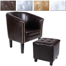 Miadomodo – Fauteuil Chesterfield avec Tabouret Pouf Carré (Coloris au Choix) Bois et Simili Cuir Miadomodo – Fauteuil Chesterfield avec Tabouret Pouf Carré (Coloris au Choix) Bois et Simili Cuir