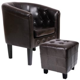 Miadomodo-Fauteuil-et-Tabouret-Chesterfield-en-Simili-Cuir-et-Bois-Coloris-au-Choix-0-0