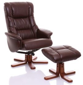 Oriental Leather Co Ltd. The Shanghai Fauteuil pivotant inclinable en croûte de cuir et repose-pieds assorti Noisette Oriental Leather Co Ltd. The Shanghai Fauteuil pivotant inclinable en croûte de cuir et repose-pieds assorti Noisette