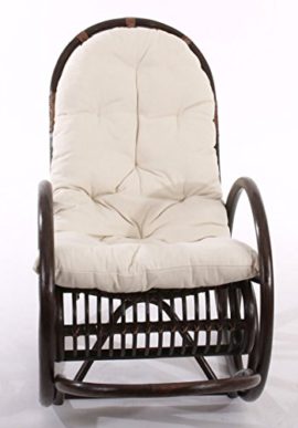 PEGANE Rocking-Chair avec Coussin Blanc en rotin Derby, Brun PEGANE Rocking-Chair avec Coussin Blanc en rotin Derby, Brun 4