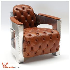 Phoenixarts-en-Cuir-vritable-Vintage-en-Aluminium-Chesterfield-Fauteuil-Cuir-Rtro-Fauteuil-Design-Lounge-Club-canap-Neuf-556-0-0