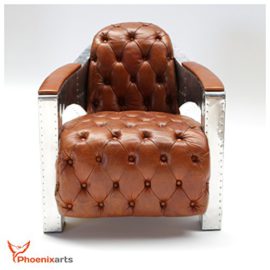 Phoenixarts-en-Cuir-vritable-Vintage-en-Aluminium-Chesterfield-Fauteuil-Cuir-Rtro-Fauteuil-Design-Lounge-Club-canap-Neuf-556-0-3