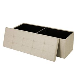 SONGMICS-Banc-Coffre-de-Rangement-Pouf-Pliable-Grand-pour-3-Personnes-Tissu-en-Lin-110-x-38-x-38-cm-0