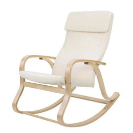 SONGMICS Fauteuil à Bascule en Bois de Bouleau, Chaise berçante, avec Oreiller, Housse en Coton, Capacité de Charge 120 kg, Beige LYY30M SONGMICS Fauteuil à Bascule en Bois de Bouleau, Chaise berçante, avec Oreiller, Housse en Coton, Capacité de Charge 120 kg, Beige LYY30M