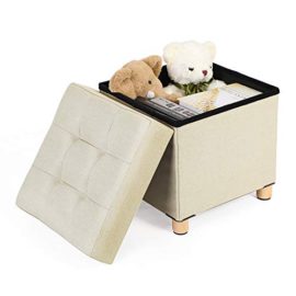 SONGMICS-Pouf-Coffre-de-Rangement-Gain-de-Place-Bote-Tabouret-Pliable-Repose-Pieds-0-0