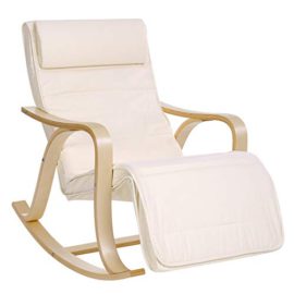 SONGMICS Rocking Chair, Fauteuil à Bascule, avec Repose-Pieds réglable à 5 Niveaux SONGMICS Rocking Chair, Fauteuil à Bascule, avec Repose-Pieds réglable à 5 Niveaux