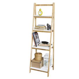 SoBuy-FRG162-N-Bibliothque-tagre-Pliable-Style-chelle-avec-4-Niveaux-de-Rangement-0