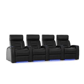 Série de sièges Home Stadium Octane Seating Flex – Cuir refendu noir – Inclinaison électrique – Appui-tête motorisé – Porte-gobelets lumineux – Rangée Rectiligne de 4 Sièges Série de sièges Home Stadium Octane Seating Flex – Cuir refendu noir – Inclinaison électrique – Appui-tête motorisé – Porte-gobelets lumineux – Rangée Rectiligne de 4 Sièges 3