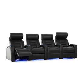 Série de sièges Home Stadium Octane Seating Flex – Cuir refendu noir – Inclinaison électrique – Appui-tête motorisé – Porte-gobelets lumineux – Rangée Rectiligne de 4 Sièges Série de sièges Home Stadium Octane Seating Flex – Cuir refendu noir – Inclinaison électrique – Appui-tête motorisé – Porte-gobelets lumineux – Rangée Rectiligne de 4 Sièges 2