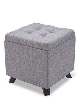 Suhu Pouf Tabouret Cube Tissu Coiffeuse Coffre de Rangement Repose Pied de Salon Design Chaise Moderne Siège en Lin Reposé Pieds en Bois avec Couvercle Suhu Pouf Tabouret Cube Tissu Coiffeuse Coffre de Rangement Repose Pied de Salon Design Chaise Moderne Siège en Lin Reposé Pieds en Bois avec Couvercle