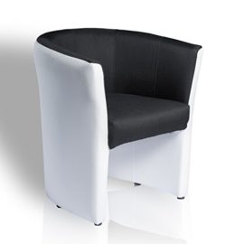 TOPDECO Fauteuil Omer de Type Cabriolet Noir et Blanc TOPDECO Fauteuil Omer de Type Cabriolet Noir et Blanc