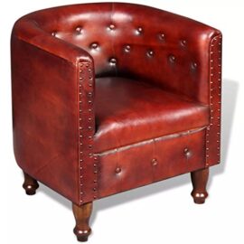 VidaXL Fauteuil en Cuir véritable Marron Taille Unique VidaXL Fauteuil en Cuir véritable Marron Taille Unique 2