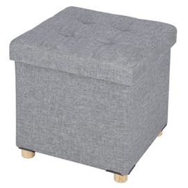 eSituro OM014-A Repose-Pieds Chaises Pouf Tabouret Coffres Tabouret Cube avec Compartiment de Rangement Couvercle de Lin Amovible Pied en Bois eSituro OM014-A Repose-Pieds Chaises Pouf Tabouret Coffres Tabouret Cube avec Compartiment de Rangement Couvercle de Lin Amovible Pied en Bois 2