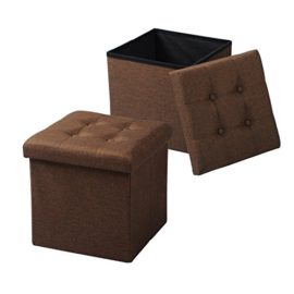 WOLTU Lot de 2 Tabouret Cube avec Coffre de Rangement Pliant,Couvercle Amovible siège en Lin coussiné, 37,5×37,5x38cm (L x W x H),4 Couleurs WOLTU Lot de 2 Tabouret Cube avec Coffre de Rangement Pliant,Couvercle Amovible siège en Lin coussiné, 37,5×37,5x38cm (L x W x H),4 Couleurs 2