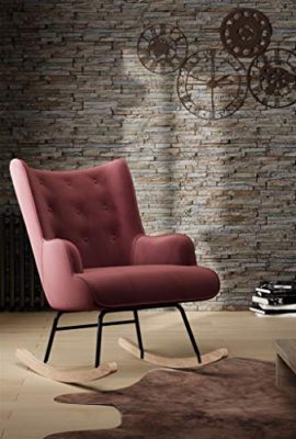 ZONS Fauteuil à Bascule H92X100X68CM en Velours Rose vielli ZONS Fauteuil à Bascule H92X100X68CM en Velours Rose vielli 3