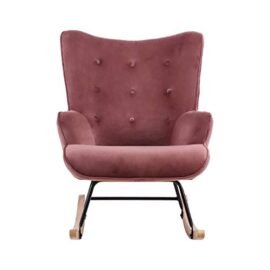 ZONS Fauteuil à Bascule H92X100X68CM en Velours Rose vielli ZONS Fauteuil à Bascule H92X100X68CM en Velours Rose vielli 4