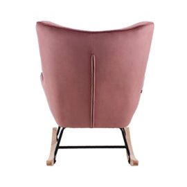 ZONS Fauteuil à Bascule H92X100X68CM en Velours Rose vielli ZONS Fauteuil à Bascule H92X100X68CM en Velours Rose vielli 5