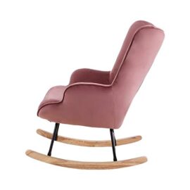 ZONS Fauteuil à Bascule H92X100X68CM en Velours Rose vielli ZONS Fauteuil à Bascule H92X100X68CM en Velours Rose vielli 6