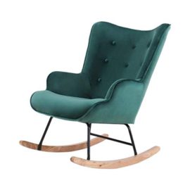 ZONS-Fauteuil–Bascule-H92X100X68CM-en-Velours-Vert-0-0