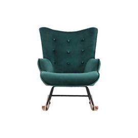 ZONS-Fauteuil–Bascule-H92X100X68CM-en-Velours-Vert-0-1