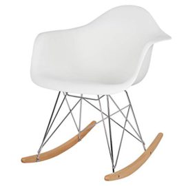 eSituro 1 X Fauteuil à Bascule/Chaise à Bascule en Plastique,Fauteuil Relaxant Structure en métal et Pieds en Bois, RC04 eSituro 1 X Fauteuil à Bascule/Chaise à Bascule en Plastique,Fauteuil Relaxant Structure en métal et Pieds en Bois, RC04