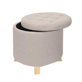 eSituro-OM013-LeinenTabouret-Coffre-Pouf-de-Rangement-rembourr-en-TissuBote-de-Rangement-Couvercle-Amovible-0