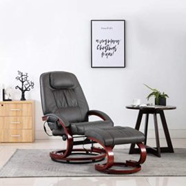 mewmewcat Fauteuil de Massage avec Repose-Pied, Fauteuils Relaxants avec Fonction de Chauffage, Gris Similicuir mewmewcat Fauteuil de Massage avec Repose-Pied, Fauteuils Relaxants avec Fonction de Chauffage, Gris Similicuir 3