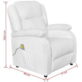 tidyard Fauteuil de Massage Electrique (Dossier et Repose-Pieds réglables) en Cuir Synthétique Blanc tidyard Fauteuil de Massage Electrique (Dossier et Repose-Pieds réglables) en Cuir Synthétique Blanc 3