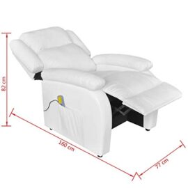 tidyard Fauteuil de Massage Electrique (Dossier et Repose-Pieds réglables) en Cuir Synthétique Blanc tidyard Fauteuil de Massage Electrique (Dossier et Repose-Pieds réglables) en Cuir Synthétique Blanc 4