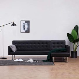 vidaXL-Canap-lit-en-Forme-de-L-pour-canap-dinvit-Canap-lit-Canap-dangle-Canap-dangle-Canap-en-Cuir-Canap-Canap-dappartement-Loungesofa-Noir-Simili-Cuir-0