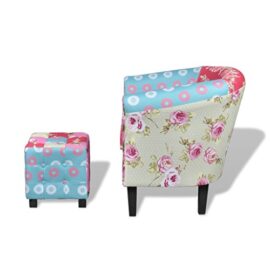 vidaXL Fauteuil Flora Patchwork Multi Couleur avec Le Tabouret Ajouter de gaieté vidaXL Fauteuil Flora Patchwork Multi Couleur avec Le Tabouret Ajouter de gaieté 6