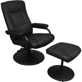 vidaXL Fauteuil TV en cuir artificiel noir avec tabouret vidaXL Fauteuil TV en cuir artificiel noir avec tabouret