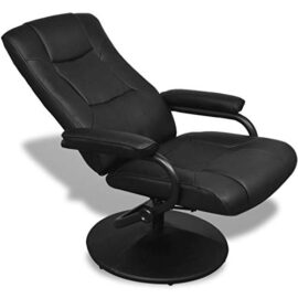 vidaXL Fauteuil TV en cuir artificiel noir avec tabouret vidaXL Fauteuil TV en cuir artificiel noir avec tabouret 6