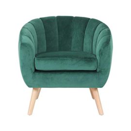 zons Lino Fauteuil Une Place en Velours/suédine Vert au Look Vintage avec Pieds en Bois Canapés, 1 zons Lino Fauteuil Une Place en Velours/suédine Vert au Look Vintage avec Pieds en Bois Canapés, 1