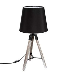 Atmosphera – Lampe Trépied en Bois et Abat-Jour Noir Runo H 58 cm Atmosphera – Lampe Trépied en Bois et Abat-Jour Noir Runo H 58 cm