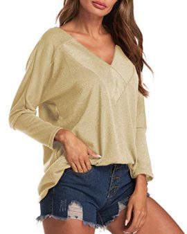 Auxo Femme Shirt Manches Longues Col V T Shirt Sexy Moulant Chemise Coton Tops Tuinique Auxo Femme Shirt Manches Longues Col V T Shirt Sexy Moulant Chemise Coton Tops Tuinique 6