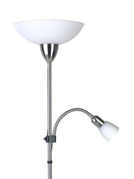 Basic-lampadaire-1-x-E27-max-60-W-avec-bras-de-lecture-avec-articulation-Flexible-1-x-E14-max-40-W-mtalverre-ferBlanc-0-0