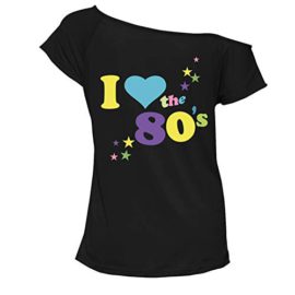 Femmes-I-Love-80s-Dguisements-Top-Ladies-Party-rtro-Tee-Shirt-Top-des-annes-1980-Top-Party-Poule-Nuit-0