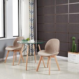 HJ-WeDoo-Lot-de-2-chaises-de-Salle–Manger-scandinaves-en-Tissu-Chaise-de-Style-Feuille-Bois-de-htre-Massif-0-1